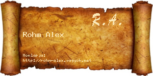 Rohm Alex névjegykártya
